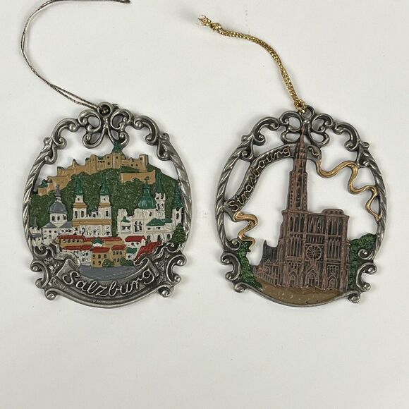 Christmas Tree Ornament Collection Pewter Metal Travel Souvenir Lot of 17 - Picture 2 of 16